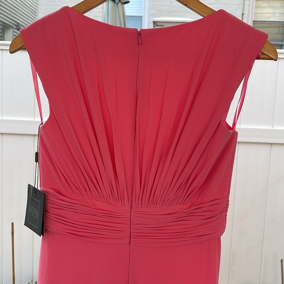 Ieena x Mac Duggal - Candy Pink Jersey Sleeveless Side Ruched Slit Gown Size 4 - Picture 13 of 17